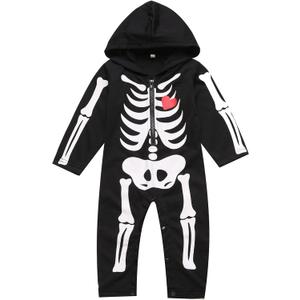 LENSOUS Baby Boy's Skeleton Halloween Costume Long Sleeve Hoodie (12-18 Months, Black01)
