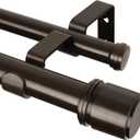 Double Curtain Rod 72 to 144 Inch, HOTOZON 1 Inch Heavy Duty Double Curtain Rods for Windows 60 to 140 Inches(5-11.6 ft), Telescoping Drapery Rod with Simple End Finials, Bronze