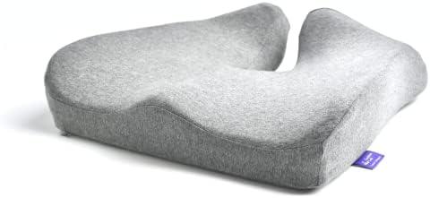 C CUSHION LAB Patented Pressure Relief Seat Cushion for Long Sitting Hours on Office/Home Chair, Car, Wheelchair - Extra-Dense Memory Foam for Hip, Tailbone, Coccyx, Sciatica - Light Grey