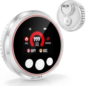 8-in-1 Carbon Monoxide Detectors &Smoke &Natural Gas Leak Detector, Portable Carbon Monoxide Detectors Plug in & Battery Backup - Hotel and Travel Safety, RV, Home