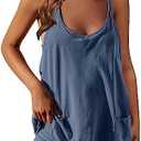 NATRAKI Athletic Dress for Women Hot Shot Mini Dress Onesie Oversized Romper Pockets Built-in Shorts Summer, Size Small