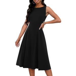 FANDEE Women's Sleeveless Cocktail Dress Vintage A Line Fit and Flare Elegant Midi Dresses for Women with Pockets, 2XL
