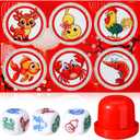 Adult BAU Cua Dice Game Set Gourd Fish Shrimp Crab Dice with Mat Shaker Vietnamese BAU Cua Ca Cop Game for Adult Lunar New Year, Gatherings, Celebrations(Classic)