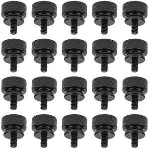 20 Pieces 6-32 Thread, Black Color Anodized Aluminum Computer Case Thumbscrews, Thumb Screws for Computer Case/Cover/Power Supply/Hard Drives