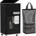 Laundry Hamper with Lid and Wheels, 29 Gal Rolling Laundry Basket with Washing Bag & Front Mesh Bag, Collapsible Dirty Clothes Hampers for Bedroom Aesthetic, Bathroom, Dorm, Laundry Room - Easy Carry (120L, Black)