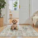 Madane Washable Area Rug 2x3, Small Entryway Rug Non-Slip Vintage Door Mat Indoor Entrance, Low Pile Floor Carpet for Inside Front Door Bedroom Kitchen Entry Laundry (2'x3', Green)
