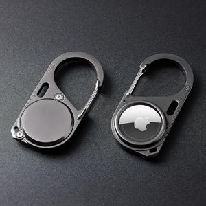 2 Pack Compatible with Apple AirTag Metal Secure Holder with Carabiner,Snap Hook Lock Anti-Lost Hard Protective Case for Air Tag. (Black)