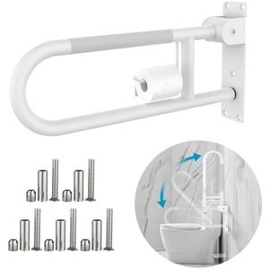 Amazon.com: Toilet Grab Bar 22.4 Inch Chrome, Munzong Anti-Slip Handicap Grab Bars with Paper Holder, Flip-Up Bathroom Safety Rails, Stainless Steel Knurled Support handrails for Seniors Elderly Disabled Pregnant : Health & Household