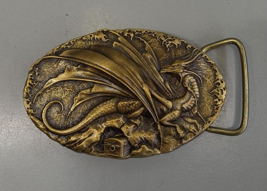 The Great American Belt Buckle Company Chicago Dragon Buckle #D736 Pure Pewter 
