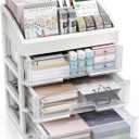 Desk Organizer with Drawers, 3 Drawer Desktop Plastic Storage, Clear Desktop Storage Drawers for Office Supplies, Make up Organizers