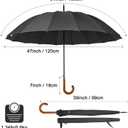 G4Free 54 Inch Large Windproof Umbrella for 2 Persons, 16 Ribs Auto Open Classic Wooden J Handle Cane Stick Golf Rain Umbrellas for Men Women Travel 120cm, Black