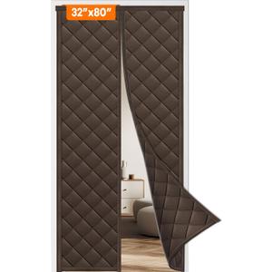 Magnetic Thermal Insulated Door Curtain, Fits Size 32" x 80", Durable Oxford Fabric, Door Insulation Cover to Keep Warm in Winter, Brown