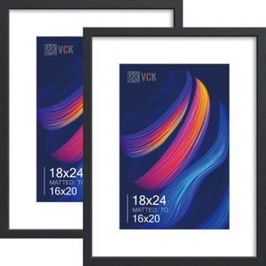 18x24 Frame 2 Pack, Black Wood, 16x20 Mat, for Concert Poster
Acid-Free Mat, HD Plexiglass, Vertical or Horizontal Wall Mount Display, for Gallery Wall, Photos, Poster, and Living Room