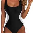 SUUKSESS One Piece Swimsuit for Women Slimming Tummy Control Square Neck Bathing Suit Size M