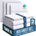 2 Pack Twin XL Sheet Set, 4 Pieces, Hotel Luxury Bedsheet 16" Deep, White | Extra Soft Bedsheet Set, Comfy & Breathable Cooling Sheets, 2 Fitted Sheet, 2 Flat Sheet, 2 Pillowcases