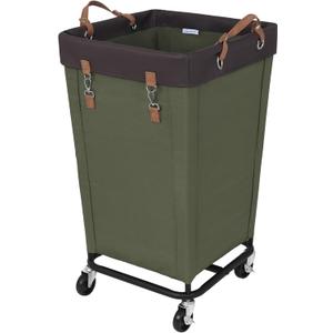 StorageWorks 160L Laundry Basket with Wheels, Large Rolling Hampers for Clothing Organizer, Dirty Clothes Basket for Hotel, Home, Closet, Dorm, Green