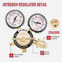 RX WELD Nitrogen Regulator with 0-600 PSI, CGA580 Inlet, 1/4-Inch Male Flare Outlet Connection, Nitrogen Tank Regulator with 5Ft Refrigeration Hose