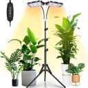 LORDEM Grow Light with Stand, Full Spectrum LED Plant Light for Indoor Plants, 200W Dual Heads Grow Lamp with Auto On/Off Timer, 3 Lighting Modes, 6 Dimmable Levels, Adjustable Tripod 15-63 inches
