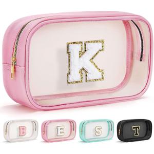 YOOLIFE Birthday Gifts Clear Makeup Bag Cosmetic Bag Pink Preppy Stuff Travel Accessories Makeup Pouch Birthday Gift for 4 5 6 7 8 9 10 11 12 Year Old Girls Graduation Teacher Gift K
