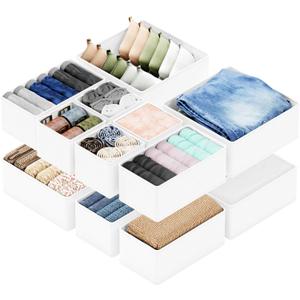 SpaceAid Drawer Organizer Clothes, 12 Pack Dresser Organizer Bins for Nursery, Closet Organization and Storage Dividers for Clothing, Baby Clothes, Underwears, Socks (White)
