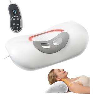 Neck Traction Device with Red Light Therapy and Heating, TMJ Device Cervical Traction Pillow for Neck, Shoulder, and Back Pain Relief, Home/Office Use Neck Massage Pillow White