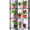 Abimars 5Tier Mini Greenhouse with Caster Wheels, Each Shelf Height Adjustable Metal Plant Shelf with PVC Cover for Seed Starting Trays, Seedling Pots, Plant Pots, 11x16x57inch