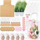 Honeydak 49 Pcs Baby Shower Prizes for Game Players 6 Set Cheese Board Fork Knives Coaster Towel Artificial Potted Plant Thanks Card Gift Bag for Baby Bridal Shower Wedding Favors(One Silly Goose)