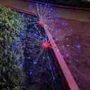Solar Garden Firework Lights Outdoor Waterproof, 2 Pack 200 LED 8 Lighting Modes Sparklers Solar Twinkling Starburst Lights for Yard Flowerbed Pathway Fence Decorations, Multicolor, Copper Wire