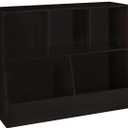 DINZI LVJ Toy Storage Organizer, Kids Bookshelf, Wood Toy Storage Cabinet, 5 Cubby Children Bookcase, 39.4" L Toddler Book Shelf for Playroom, Living Room, Nursery, Hallway, School, Espresso, 2-Tier 39.4"