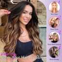 Eawwii Long Chocolate Brown Highlights Wig with Bangs for Women,Layered Hairstyle Synthetic Heat Resistant for Daily Party Use 26 inch