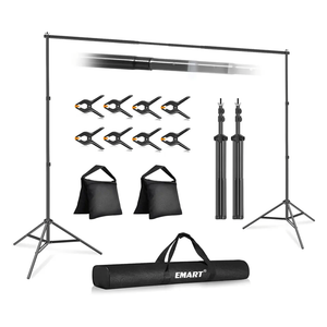 EMART Backdrop Stand 10x7ft(WxH) Photo Studio Adjustable Background Stand Support kit with 2 Crossbars, 8 Clamps, 2 Sandbags and Carry Bag for Parties, Events Decoration, Wedding, Photography
