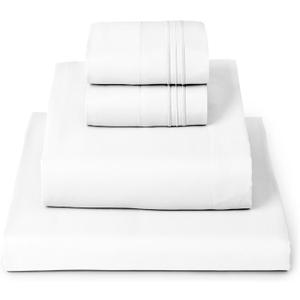 Mellanni Queen Sheets Set - 4 PC Iconic Collection Bedding - Hotel Luxury, Extra Soft, Cooling Bed Sheets - Wrinkle, Fade, Stain Resistant (Queen, White)