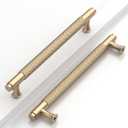 10 Pack 6.3 Inch(160mm) Gold Cabinet Pulls Knurled Kitchen Cabinet Handles Drawer Pulls Cupboard Hardware for Cabinets