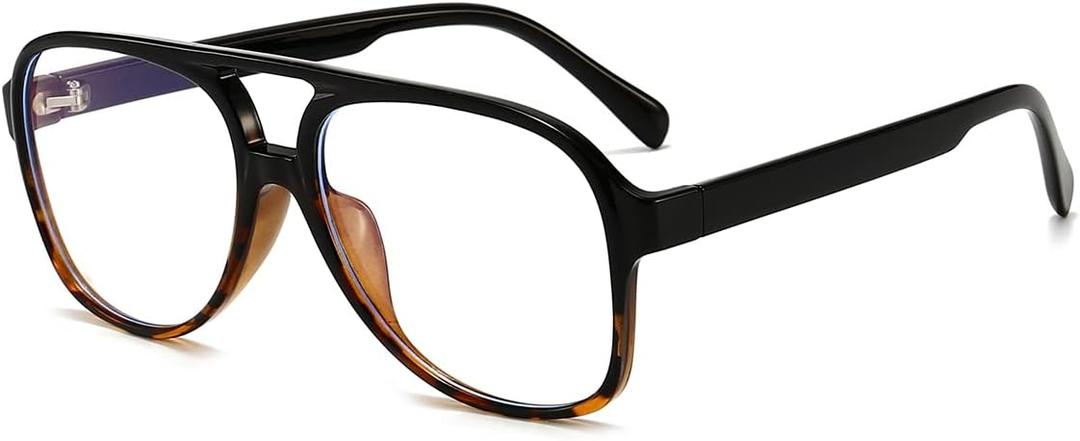 VISOONE Oversized Blue Light Blocking Glasses with Chic Square TR90 Frame and Metal Temple for Women Men Ryan