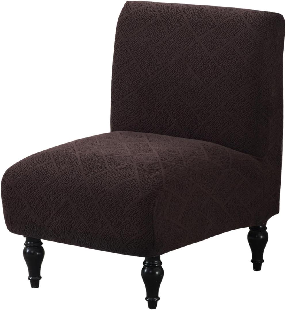 Deisy Dee 2 Piece Velvet Club Chair Slipcover Stretch Barrel Chair Covers Accent Chair Cover Removable Couch Furniture Protector Arm Chair Cover for Living Room (Brown)