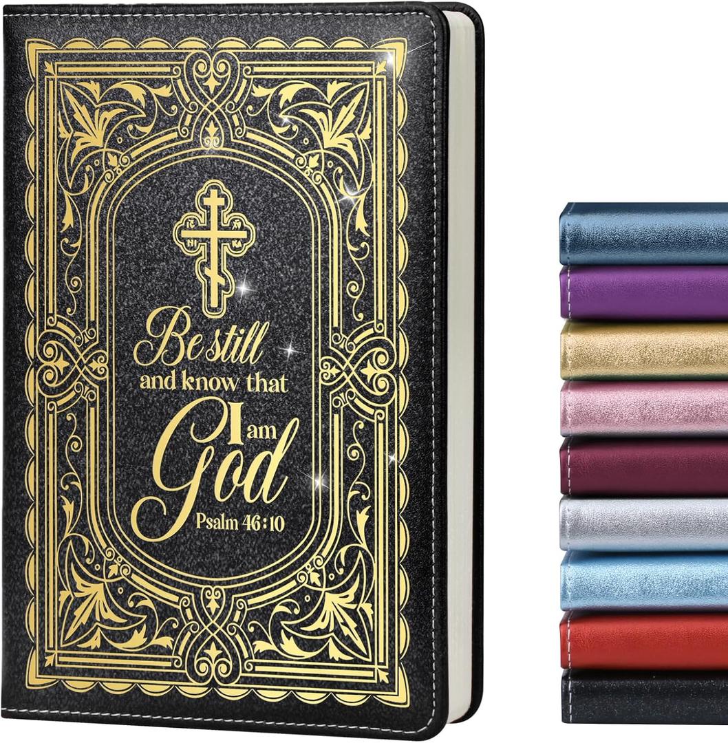 LBWCER Be Still Journal for Women, Christian Gifts for Women,200 Pages, A5 Hardcover Leather Journals for Writing, School, Travel, Business, Work, Home (Be still 46:10 Black)