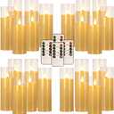 CLTNIKET 24 Pack LED Flameless Candles Set(14/ 16/ 18cm), Battery - Operated with 4 Remotes, Clear, Timer & Flickering/ Steady Modes for Home décor, Wedding, Patio, Outdoor