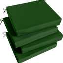 Basic Beyond Outdoor Chair Cushions Set of 4, Square Corner Outdoor Cushions for Patio Furniture, Water Resistant Patio Chair Cushions with 2 Ties, 18.5x16x3, Forest Green