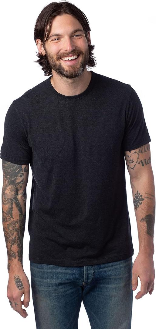 Alternative Men's Shirt, Modal Short Sleeve Tri-Blend Crewneck Tee (Black, S)
