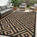 sarben Outdoor Rug for Patio - Waterproof Plastic Straw Camping Rugs 10x14 ft, Reversible Outdoor Indoor RV Mat Carpet for Patio, Porch, Deck, Balcony, Picnic, Beach, Black Brown
