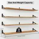 Long Wall Shelf,Large Floating Shelves for Wall,Wood Floating Bookshelves Hanging,Book Storage Display for Living Room Bedroom Office Bathroom Decor,4 Pack,57 Inch,Carbonized Black