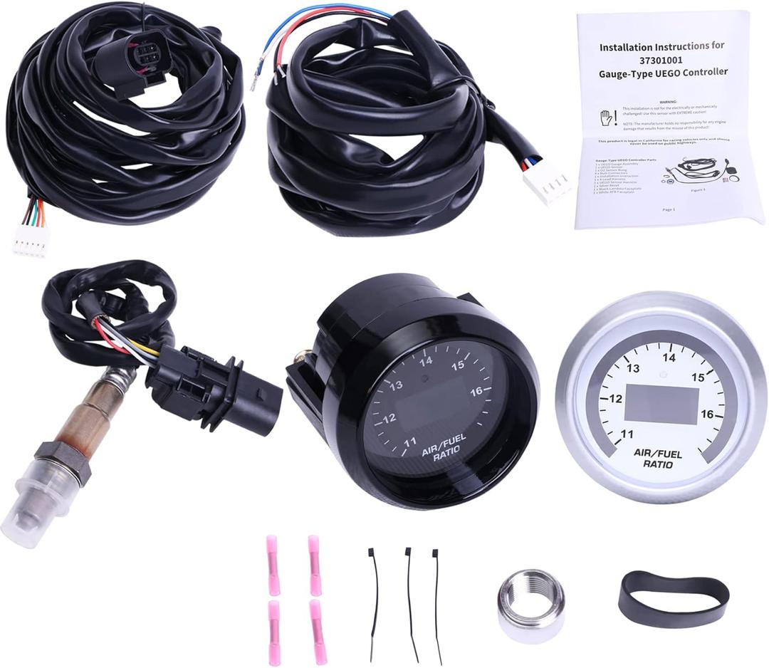 Wideband UEGO Air/Fuel Ratio Gauge 52mm (2-1/16) with 4.9 LSU Sensor, Digital AFR Controller Gauge, Wideband O2 Control Sensor kit | 0-5V Analog Output (10-20 AFR Range)