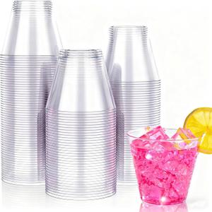 JOLLY CHEF 10 OZ Clear Disposable Plastic Cups, 100 Pack Heavy Duty Clear Plastic Cups Tumblers for Wedding, Thanksgiving, Halloween Christmas Party