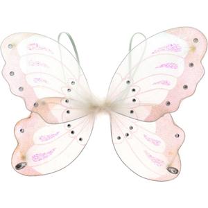 Mozlly Butterfly Wings - Glitter Pixie Fairy Wings for Little Girls, Dress Up Pretend Accessory for Kids Halloween Costume (White)