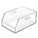 Gelite Stackable Storage Bin Organizer with Handles Acrylic Storage Container for Toy Pantry Kitchen Cabinet Bathroom Closet Office Organization, 11.4x7.5x5.1'', Clear