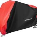 NEVERLAND Motorcycle Cover Waterproof Outdoor - Motorbike Scooter Covers Heavy Duty Medium with Lock-Holes, Bandage, Storage Bag Compatible with Harley Davidson Kawasaki Yamaha Honda Grom (Up to 86) (Red)