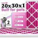 Colorfil 20x30x1 Air Filter (2-Pack) | Made in the USA | Color Changing | Remove Cat and Dog Odor | MERV 8 for Pet Hair Dander and Dust | 19.75"x29.75"x0.75" Exact Size
