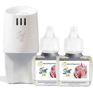 Scent Fill 100% Natural Peppermint Plug in Air Freshener, Scented Oil Refills, 2 Refills + Diffuser