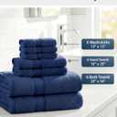 LANE LINEN 100% Mercerized Cotton Bath Towel Set of 18 Zero Twist Shower Towels, 6 Bath, 6 Hand Towel & 6 Washcloths, Quick-Dry, Luxuriously Soft & Durable, Perfect for Everyday use Navy