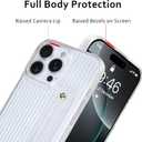 LSL for iPhone 16 Pro Max Case with Wrist Strap Kickstand + Screen Protector, Transparent Vertical Stripes Design Slim Soft TPU Shockproof Anti-Scratch Protective Case for Women Girls, White